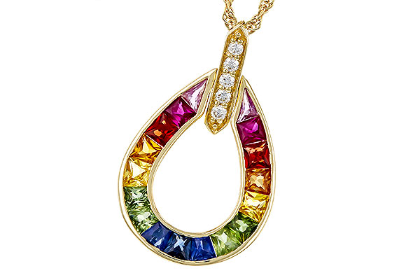 L320-84851: NECKLACE 1.10 MULTI-COLOR SAPPH 1.15 TGW